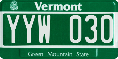 VT license plate YYW030