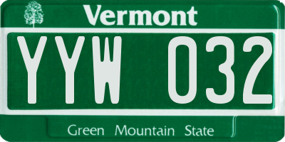 VT license plate YYW032
