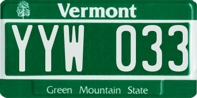 VT license plate YYW033