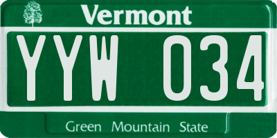 VT license plate YYW034