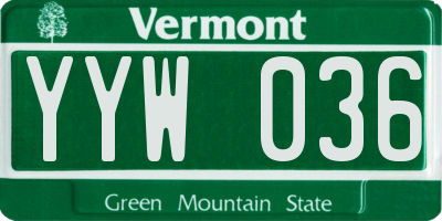 VT license plate YYW036