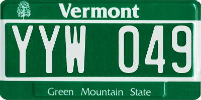 VT license plate YYW049