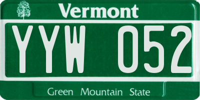 VT license plate YYW052