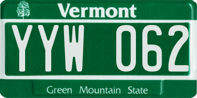 VT license plate YYW062