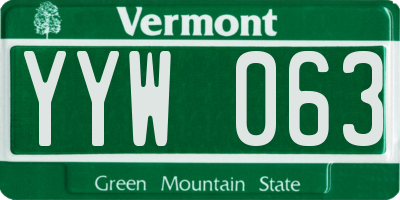 VT license plate YYW063