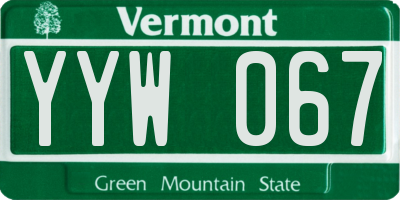 VT license plate YYW067