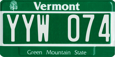 VT license plate YYW074