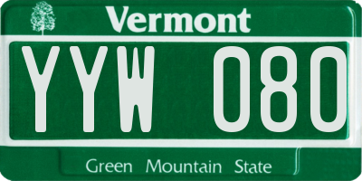 VT license plate YYW080