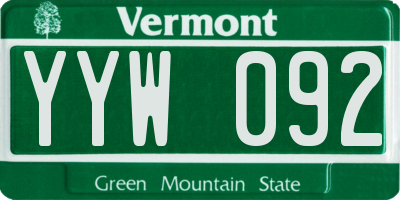 VT license plate YYW092