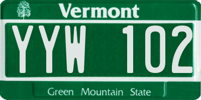 VT license plate YYW102