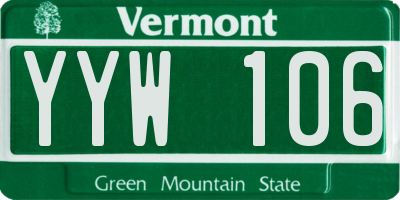 VT license plate YYW106