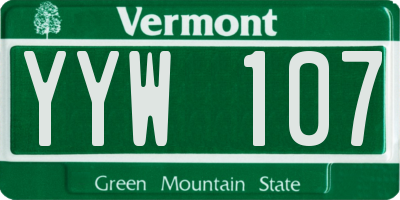 VT license plate YYW107