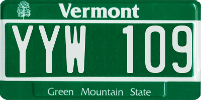VT license plate YYW109