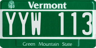 VT license plate YYW113