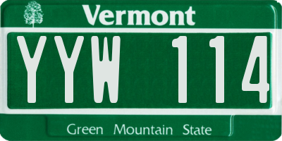 VT license plate YYW114