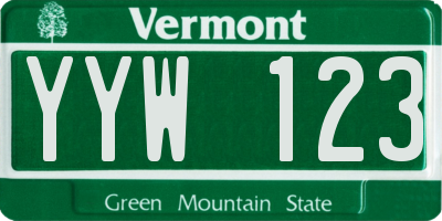 VT license plate YYW123
