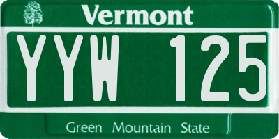 VT license plate YYW125