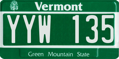 VT license plate YYW135