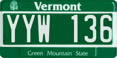VT license plate YYW136