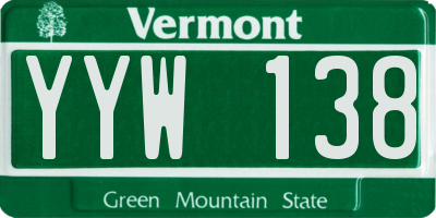 VT license plate YYW138