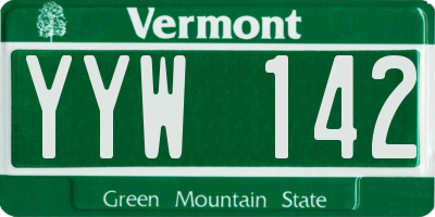 VT license plate YYW142