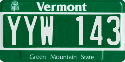 VT license plate YYW143