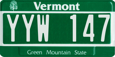 VT license plate YYW147