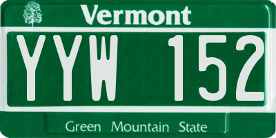 VT license plate YYW152