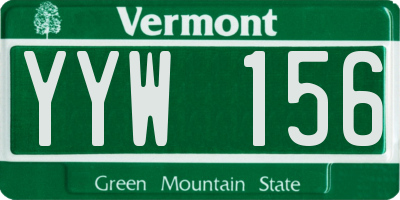 VT license plate YYW156