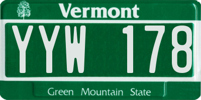 VT license plate YYW178