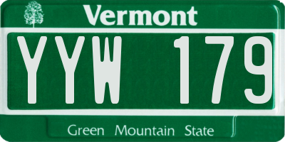 VT license plate YYW179