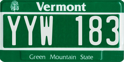 VT license plate YYW183
