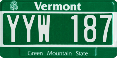VT license plate YYW187