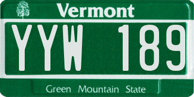 VT license plate YYW189