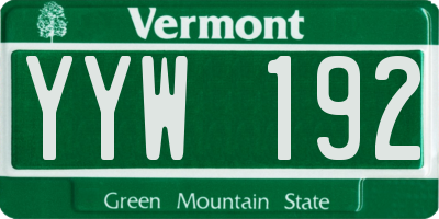 VT license plate YYW192