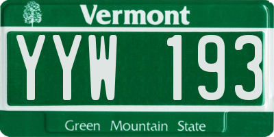 VT license plate YYW193