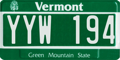 VT license plate YYW194