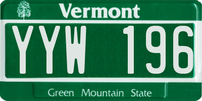 VT license plate YYW196