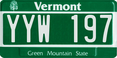 VT license plate YYW197