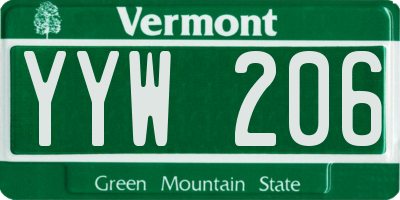 VT license plate YYW206