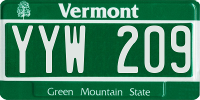 VT license plate YYW209
