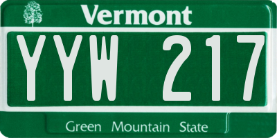 VT license plate YYW217
