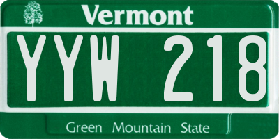 VT license plate YYW218