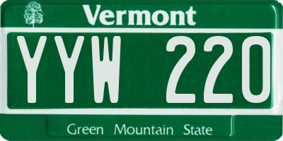 VT license plate YYW220