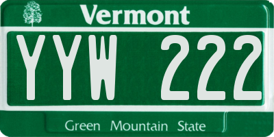 VT license plate YYW222