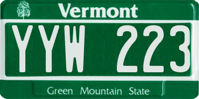 VT license plate YYW223