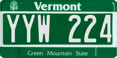 VT license plate YYW224