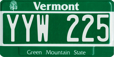 VT license plate YYW225
