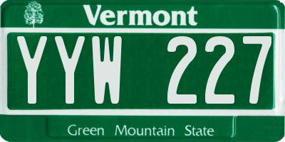 VT license plate YYW227