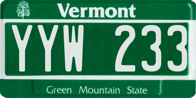 VT license plate YYW233